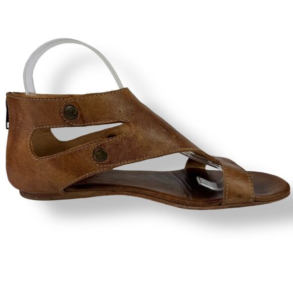 Bed Stu Soto Brown Tan Rustic Leather Sandal Flat Studded Distressed Gladiator 9 - Picture 6 of 14